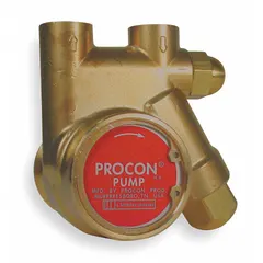Low-lead brass body rotary vane pump head with 3/8" NPT ports, carbon vanes, and a maximum flow of 35 gph. Includes a 120-micron strainer and a balanced relief valve. NSF 169 listed for potable water applications in beverage dispensing systems.