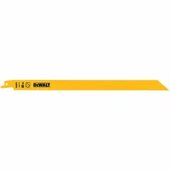 This 12-inch reciprocating saw blade is designed for cutting metal, featuring a rigid body for straight cuts. Sold in a 5-pack, it is suitable for general metal cutting tasks in construction, demolition, and fabrication.