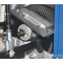 Left-hand caliper for disc brakes used in material handling equipment. Fits B & P Manufacturing models A8-B1-C6-D5-E1L-E48-BDC and compatible with disc brake types 21AE16/21AE17/21AE18/5EWP0/5EWP1/5EWP2. Provides braking force in industrial material handling applications.