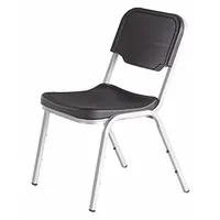 ICEBERG Stacking Chair: Plastic Seat, Steel Frame, Seat Color Black, Frame Color Silver, Armless (MPN 64111)