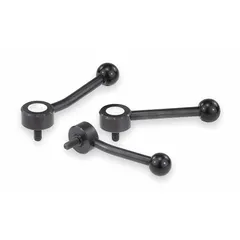 This low-profile adjustable tension lever from KIPP features a threaded stud with 1/2"-13 thread and 30 mm thread length. The steel construction and 127 mm overall length suit manual positioning, clamping, and tensioning tasks on jigs, workholding devices, and assembly equipment.