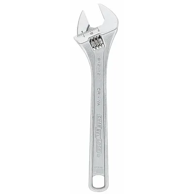 CHANNELLOCK Adjustable Wrench: Alloy Steel, Chrome, 12 in Overall Lg - General Purpose Adjustable Wrenches
