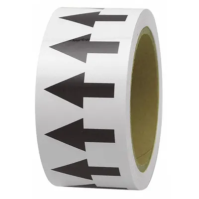 INCOM MANUFACTURING Arrow Tape: White, Black, 4 in Wd, 108 ft Roll Lg, Polyethylene, 4 in Roll Wd - Pipe Marker Directional Flow Arrow Banding Tape