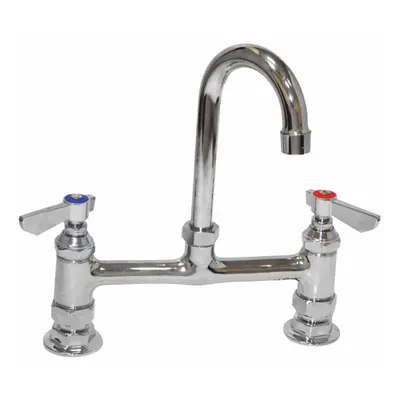 DOMINION COMMERCIAL FAUCETS Gooseneck Kitchen Faucet: Brass, Widespread, Deck - Single-Post Kitchen Faucets with Sprayers
