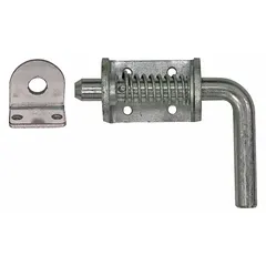 This spring latch assembly is constructed from carbon steel with a bolt-on mounting style. It features a 3/4 in bolt width and a 3 1/2 in handle length. Designed for securing doors, panels, or access covers in industrial equipment and material handling applications.