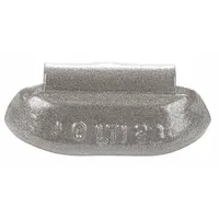 Clip-on wheel weight made of uncoated lead with steel clip attachment. Type LT1 design for balancing steel rims on light duty trucks. Used in tire service and wheel balancing applications