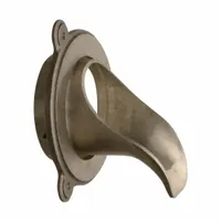 Bronze downspout nozzle with body for directing rainwater away from building foundations. Overall height 5 in, overall width 10 in. No Hub connection type for secure pipe attachment. Used in drainage systems to manage runoff and prevent erosion