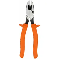 Linemans Plier: Insulated, Flat, 9 3/4 in Overall Lg, 1 5/8 in Jaw Lg, 1 3/8 in Jaw Wd, 9 - 11 in (MPN D2000-9NE-INS)