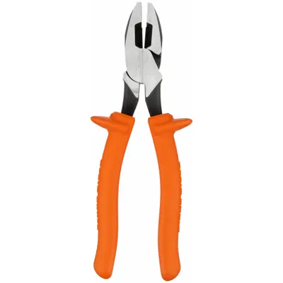 KLEIN TOOLS Linemans Plier: Insulated, Flat, 9 3/4 in Overall Lg, 1 5/8 in Jaw Lg, 1 3/8 in Jaw Wd - Multipurpose Insulated Lineman's Pliers