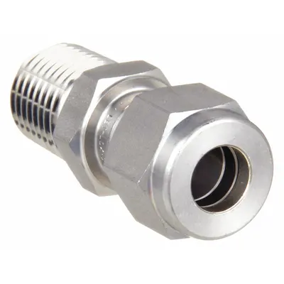 HAM-LET Compression Fitting Adapter: 4 mm OD x 1/8 in Pipe Fitting Size - Double-Ferrule Stainless Steel Fittings