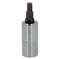 This hex bit socket features a 1/4 in drive size and a 3 mm hex tip, with an overall length of 3 in. It is designed for driving hex fasteners in assembly, maintenance, and repair tasks where metric fasteners are common. The replaceable insert allows for extended tool life.