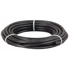 This cut-to-length jumper cable from WESTWARD features 8-gauge wire and a 300-inch length, with a maximum current rating of 24 A. The black cable jacket is suitable for use in automotive, marine, and industrial battery power transfer applications where a custom-length cable is required.