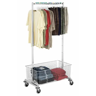 OEM Garment Rack, Chrome, Steel, 1 Rod, 51 in H x 34 in W, Casters - Garment Racks