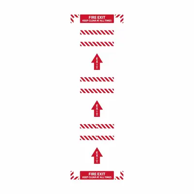 SLIP-GARD Floor Sign: Polypropylene/Vinyl, Adhesive Sign Mounting, 0.027 in Thick - Keep Clear Fire Exit Floor Signs