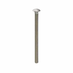 This 316 stainless steel carriage bolt features a square neck that prevents rotation during tightening, ensuring secure assembly. Commonly used in fastening metal to wood or metal in structural applications, machinery, and construction. Thread size 5/16"-18, length 5 in, plain finish.