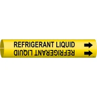 Pipe Marker: Refrigerant Liquid, Yellow, Black, Fits 3/4 to 1 3/8 in Pipe O.D., 1 Pipe Markers (MPN 4117-A)