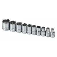 SK PROFESSIONAL TOOLS Socket Set: 1/4 in Drive, 10 Piece, 12-Point, SAE, 3/16 in to 9/16 in (MPN 4946)