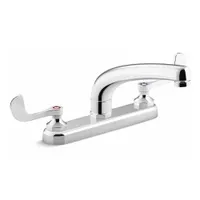 A brass centerset kitchen faucet from the Triton Bowe™ series with a widespread deck-mount design requiring three mounting holes. Finished in chrome, it is suited for standard sink installations in residential or light-commercial kitchens