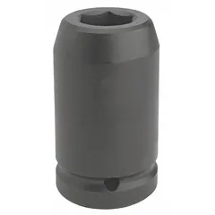 Metric 6-point deep impact socket with 1" drive and 38 mm hex size, 4 in overall length. Black oxide finish. For high-torque fastening and loosening of 38 mm hex fasteners using 1" drive impact tools in heavy equipment, mining, and construction applications.