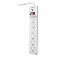 WOODS Surge Protector: 6 Outlets, 3 ft Cord Lg, 900 J Rated Energy, 15 A Current, White, 5-15P (MPN 41497)