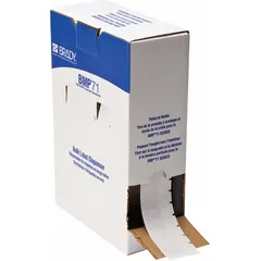 Precut label roll for wire and cable identification. White matte vinyl material with dimensions 1-1/2 in x 1/2 in. Designed for wire gauges 10 AWG to 4 AWG. Compatible with BMP71 printer series and requires M7-R4300 ribbon.