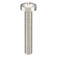 Pan head machine screws with M2x0.40 thread, 12 mm length, made from 316 stainless steel with plain finish. Phillips drive size #1. Supplied in a 100-piece pack. Suitable for general industrial fastening applications where corrosion resistance is required.