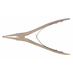 These non-sparking external retaining-ring pliers are designed for installing and removing external retaining rings on shafts with diameters from 3/4 in to 2 3/8 in. The pliers have a size range of 6 to 8 in and are suitable for use in environments where ignition risks must be minimized.