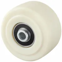 This nylon tread wheel has a 4 in diameter and 2 in width, with a load capacity of 3,000 lb. The nylon material provides low rolling resistance and floor protection. Suitable for heavy-duty industrial carts, racks, and equipment in manufacturing and warehousing environments
