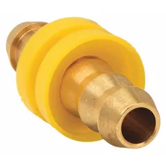 This brass hose mender features male hose barb connections on both ends for joining or repairing air, water, or chemical hoses. The rigid design and push-on barbed ends allow clamp-free installation. Suitable for 1/4 in hose inner diameter.