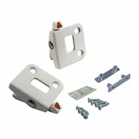This non-handed, single-action window opening control device is constructed from stamped steel with a white gloss finish. It measures 1 9/16 inches in length and 1 13/32 inches in width. Suitable for use in window opening applications where a compact, single-action control is required