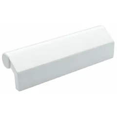 Fixed, non-recessed pull handle with glossy white aluminum grip. Grip length 9.84 in, thickness 1.3 in. Mounts via threaded holes for M8 screws. Suitable for industrial enclosures, machinery doors, and cabinets requiring a corrosion-resistant handhold.