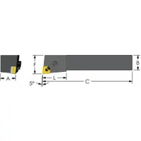 Indexable turning and profiling toolholder for external turning, facing, and profiling on lathes and CNC machines. Left-hand design with 20 mm shank and 6 mm insert size. Suitable for machining steel, stainless steel, and cast iron components