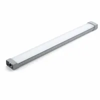 This 3 1/2 ft LED linear vapor-tight fixture delivers 6200 lumens at 5000K with 50W power consumption. It operates on 110 to 277V AC and features an IP66-rated polycarbonate housing for protection against dust and water jets. Suitable for industrial environments requiring sealed, high-output lighting