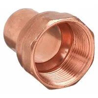 Wrot copper adapter with cup end for 1 in CTS copper tube and female NPT threads for 1 1/4 in pipe. Used to transition from sweat (solder) connections to threaded connections in plumbing and piping systems