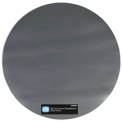 PIG Drain Cover: 30 in diameter, 24 in dia Max Drain Size, Gray, 3/8 in Thick - Drive-Over Self-Sealing Drain Cover Seals