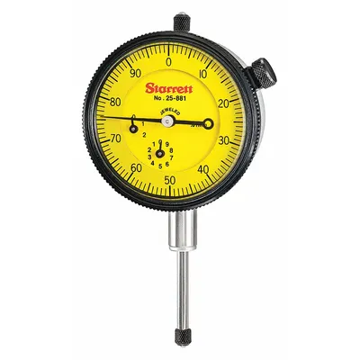 STARRETT Dial Indicator - Lug Back: 0 mm to 25 mm, Metric, Plunger - Continuous Reading Back Lug Dial Indicators