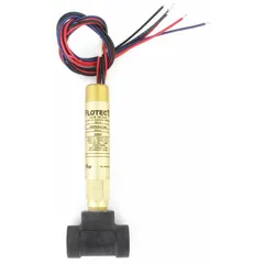 This inline paddle flow switch detects flow or no-flow conditions in liquid lines. It is rated for hazardous locations Class I, Divisions 1 and 2, Groups A, B, C, D. The brass body has a 1/2 in NPT connection and is for 2 in pipe size. Contact ratings: 5 A at 125/250 VAC; 6 A inductive at 30 VDC (CSA, ATEX, IECEx models).