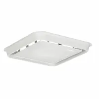 This grille assembly is designed for use in HVACR ventilation systems to cover fan or exhaust openings. It provides a finished appearance while directing airflow and preventing debris entry. Compatible with manufacturer part number 663-D
