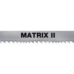 General purpose metal cutting blade for band saws. Matrix II bi-metal construction cuts aluminum, carbon steel, and structural steel. Blade length 11 ft, width 5/8 in. Suitable for fabrication and maintenance applications.