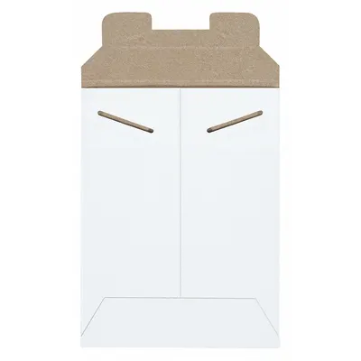 STAYFLATS Mailer Envelopes: 6 in x 8 in, 6 in x 8 in, 0.028 in Material Thick, White - Stayflat Tab-Locking Chipboard Mailers