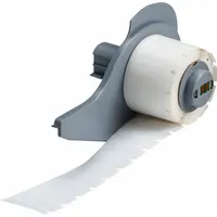 Pre-Cut Label Stock Roll: 3/8 in x 1 in, 1 in x 3/8 in, Autoclavable Polyester, White (MPN M7-16-423)