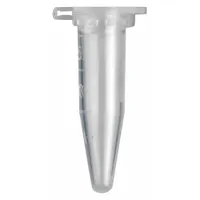 Polypropylene microcentrifuge tube with 0.5 mL capacity, conical bottom, natural color, and graduated markings. Includes a natural-colored closure. Used for small-volume sample storage, centrifugation, and mixing in laboratory settings