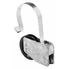 This tension spring roller is a screen door hardware component used to maintain tension on the screen mesh, keeping it taut and aligned within the door frame. It has an overall height of 5 7/16 inches, comes in an unfinished gray finish, and is supplied as a pair. Suitable for residential and light-commercial screen door repairs and replacements.