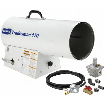 L.B. WHITE Gas Forced Air Portable Heater: 125,000 BtuH_170,000 BtuH - Direct-Fired Portable Gas Torpedo Heaters