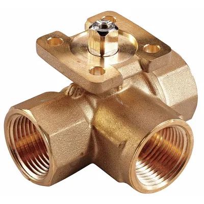 HVAC Control Ball Valve: 3-Way, 1/2 in Female NPT, 11.7 CV Flow, 5.8 Bypass CV Flow - 3-Way NPT Connection Ball Valves