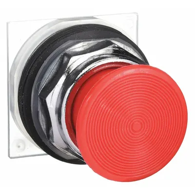 SCHNEIDER Mushroom Head Push Button: Red, 30 mm Mounting Size, Metallic - Mushroom-Head Push-Button Operators