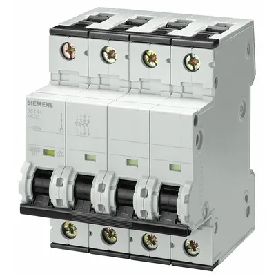 Siemens Supplementary Protector: 2 A Amps, 72V DC, 10kA at 400V AC, Screw Clamp - C-Curve, 4-Pole UL1077 DIN Rail-Mount Supplementary Protectors