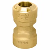 Brass push-to-connect coupling for joining two 3/4 in OD copper tubes. Push-to-Connect x Push-to-Connect design enables solder-free installation. Suitable for HVAC and refrigeration tubing connections