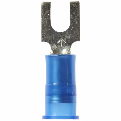 3M Fork Terminals: Blue, Nylon, #6 Stud Size, 16 AWG – 14 AWG Wire Range - Insulated Fork Terminals