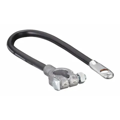 GROTE Battery Cable: Top Post Cable, 4 ga Wire Size, 14 in Overall Lg, Black - Top Start Cables